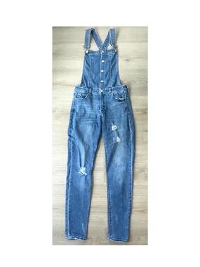 Celebrity Pink Distressed Blue Denim Overalls